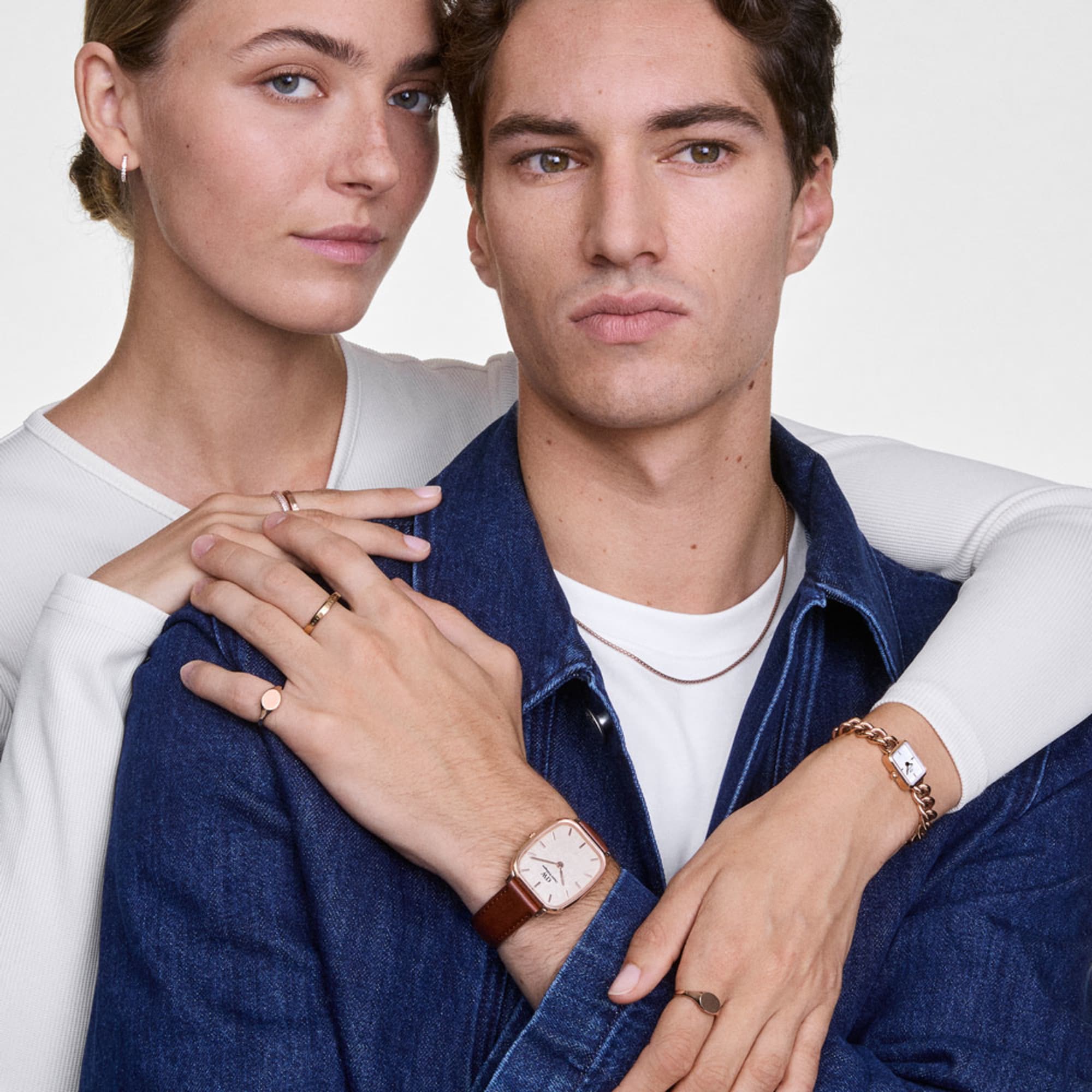 Daniel Wellington Bundle : Marlon & Jolie Chain Rose Gold Set