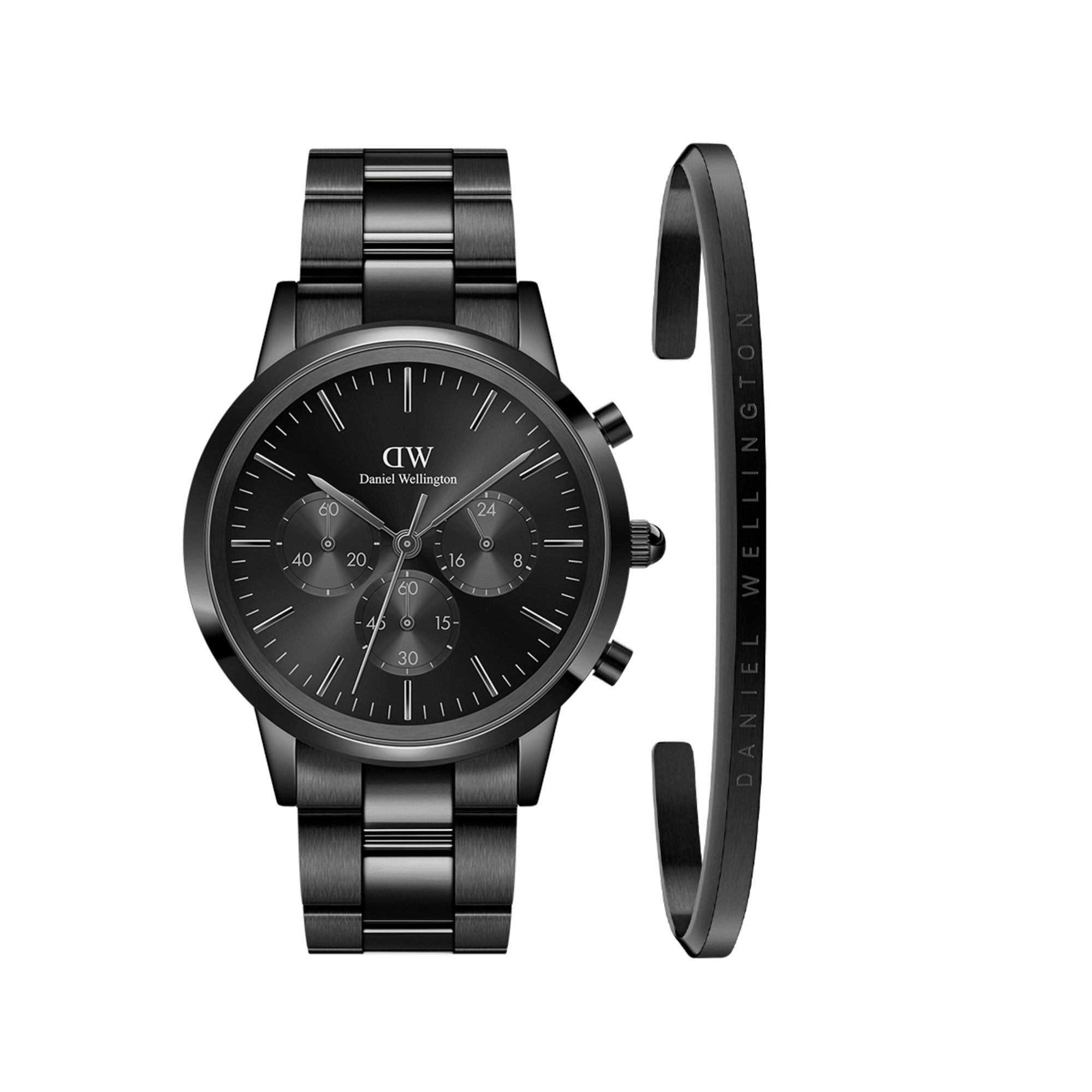 Daniel Wellington Bundle : Iconic Chronograph Link + Classic Bracelet Black