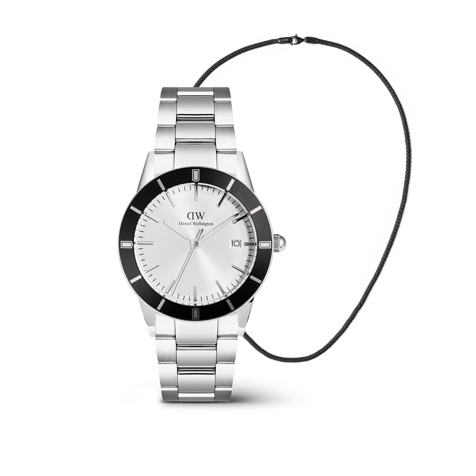 Daniel Wellinton Bundle : Iconic Paradigma & Tide Mesh Necklace Black Set